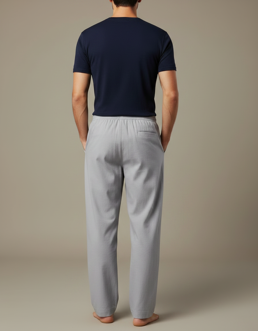 Pantalon Chinois Gris Ample Coton Décontracté Confortable - vue 2