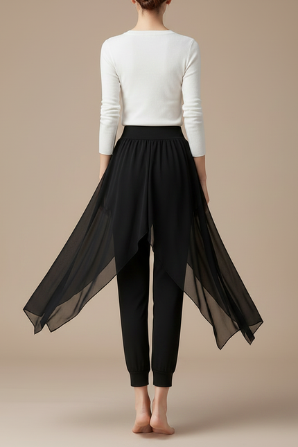 Pantalon Chinois Noir Chiffon Fluide Danse Femme - Maille - vue 2