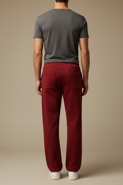 Pantalon Chinois Rouge Dragon Ample Cordon Décontracté - Bordeaux Molleton - vue 2