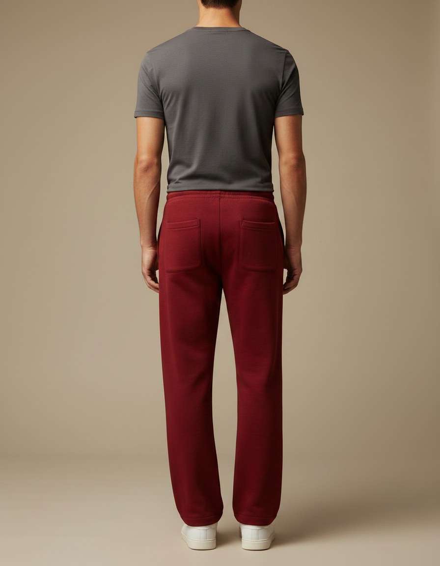 Pantalon Chinois Rouge Dragon Ample Cordon Décontracté - Bordeaux Molleton - vue 2