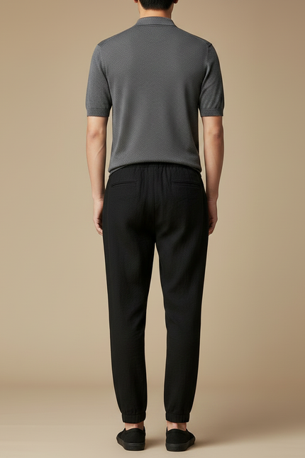 Pantalon Chinois Noir Ample Coton Décontracté Homme Léger - vue 2