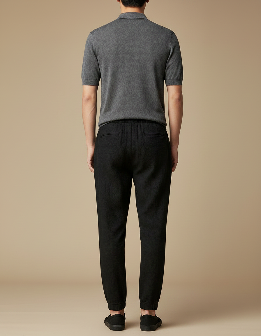 Pantalon Chinois Noir Ample Coton Décontracté Homme Léger - vue 2