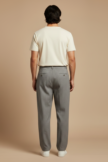 Pantalon Chinois Gris Décontracté Ample Élégant Homme - Gabardine - vue 2