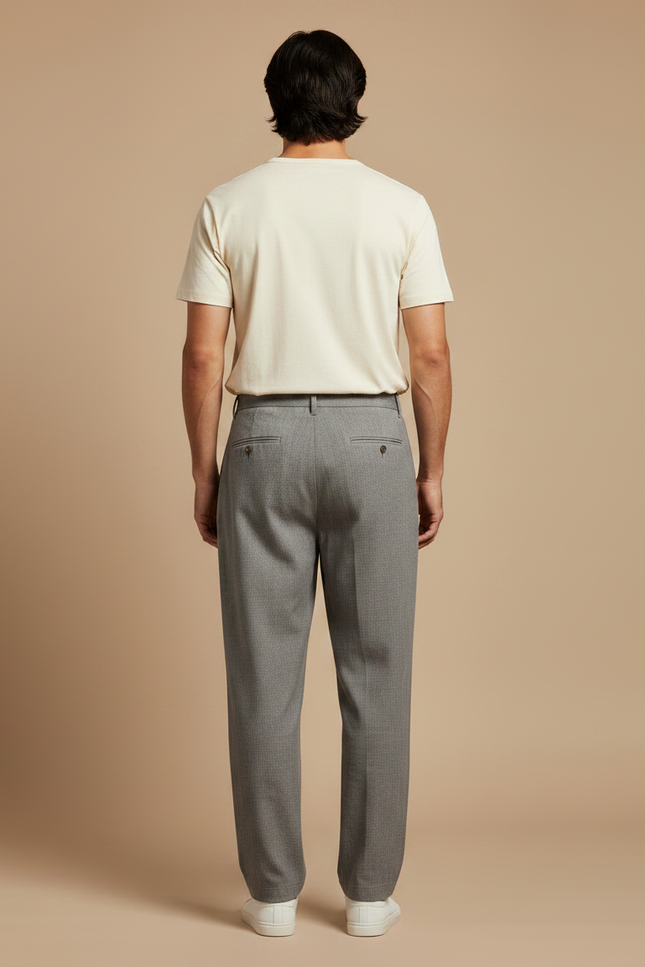Pantalon Chinois Gris Décontracté Ample Élégant Homme - Gabardine - vue 2