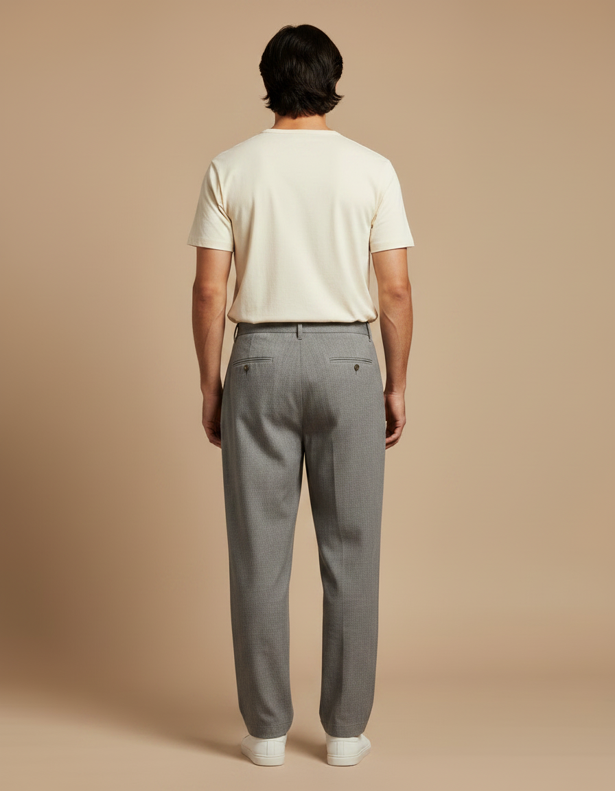 Pantalon Chinois Gris Décontracté Ample Élégant Homme - Gabardine - vue 2