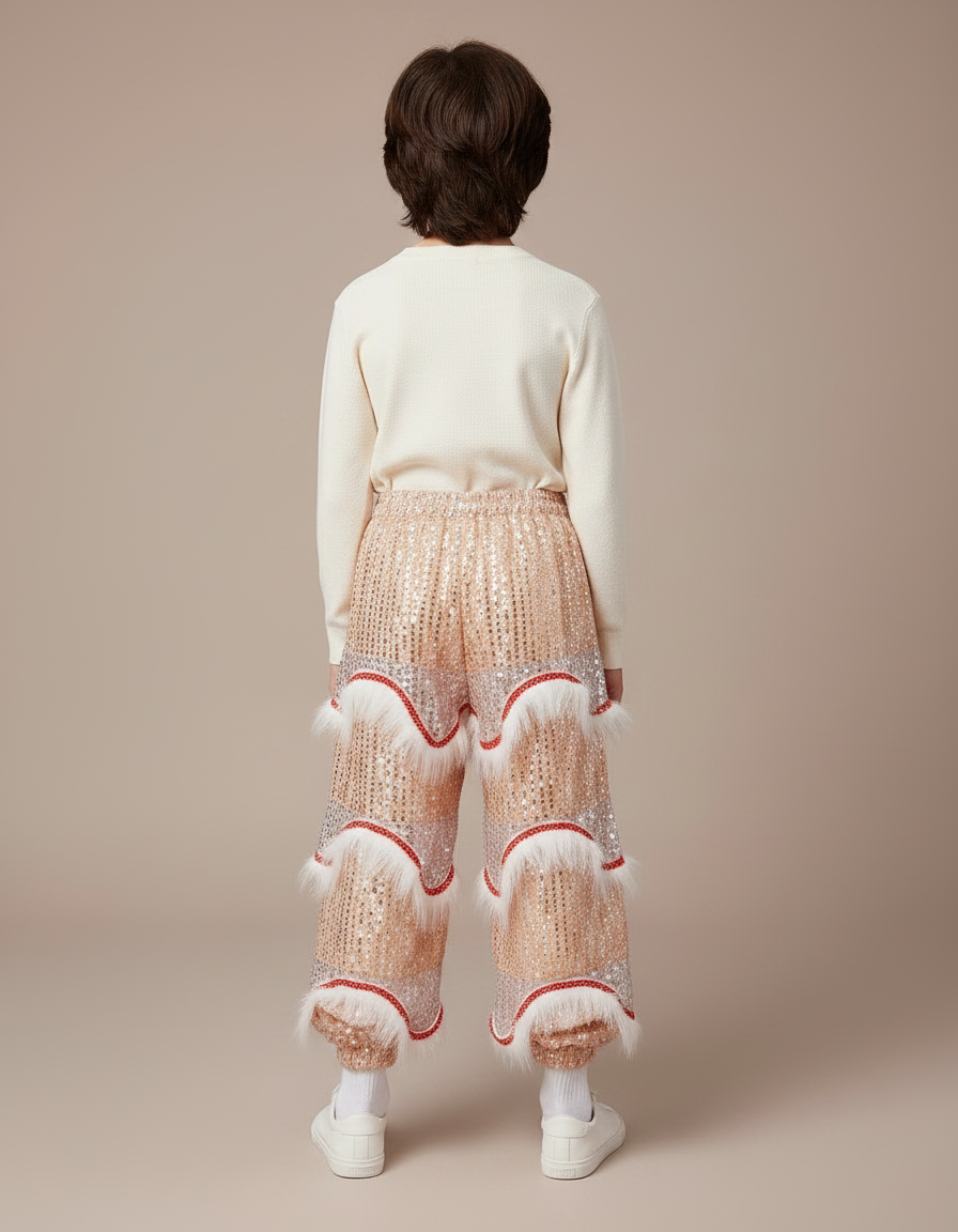 Pantalon Chinois Pailleté Franges Danse Enfant - Doré Polyester - vue 2