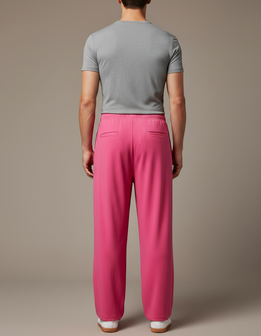 Pantalon Chinois Rose Vif Ample Fluide Confortable - Molleton - vue 2