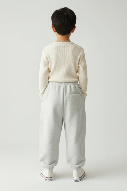 Pantalon Chinois Gris Clair Ample Décontracté Enfant - Molleton - vue 2