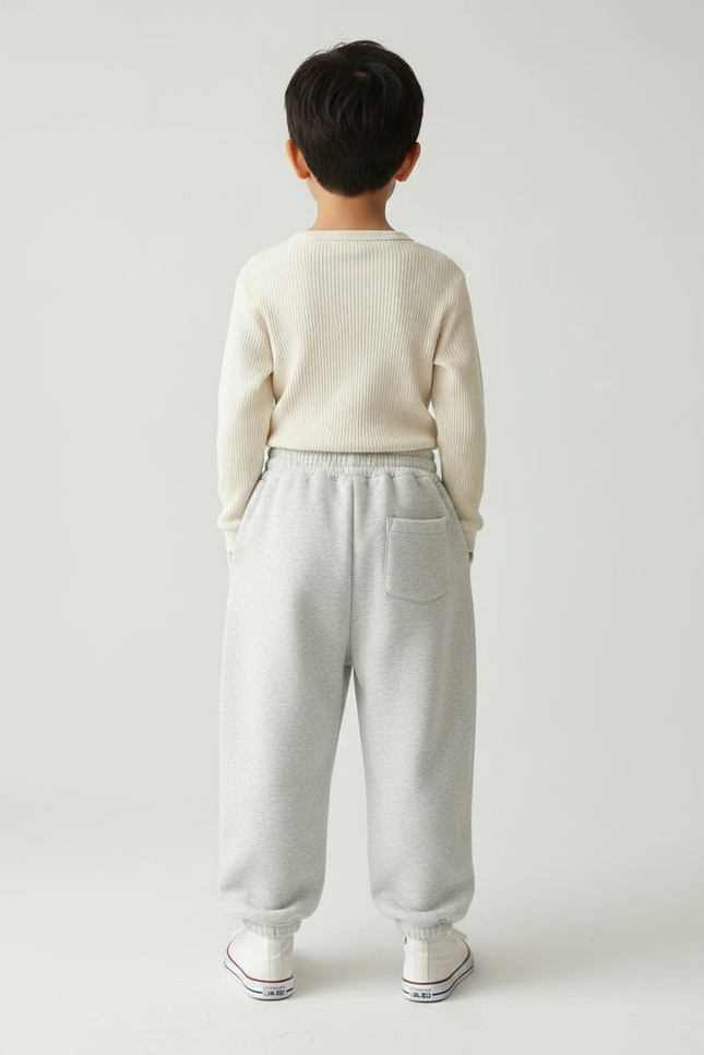 Pantalon Chinois Gris Clair Ample Décontracté Enfant - Molleton - vue 2