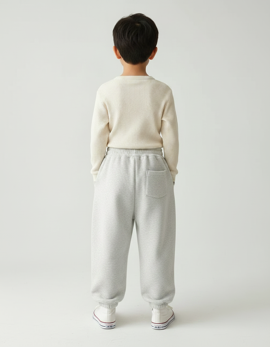 Pantalon Chinois Gris Clair Ample Décontracté Enfant - Molleton - vue 2