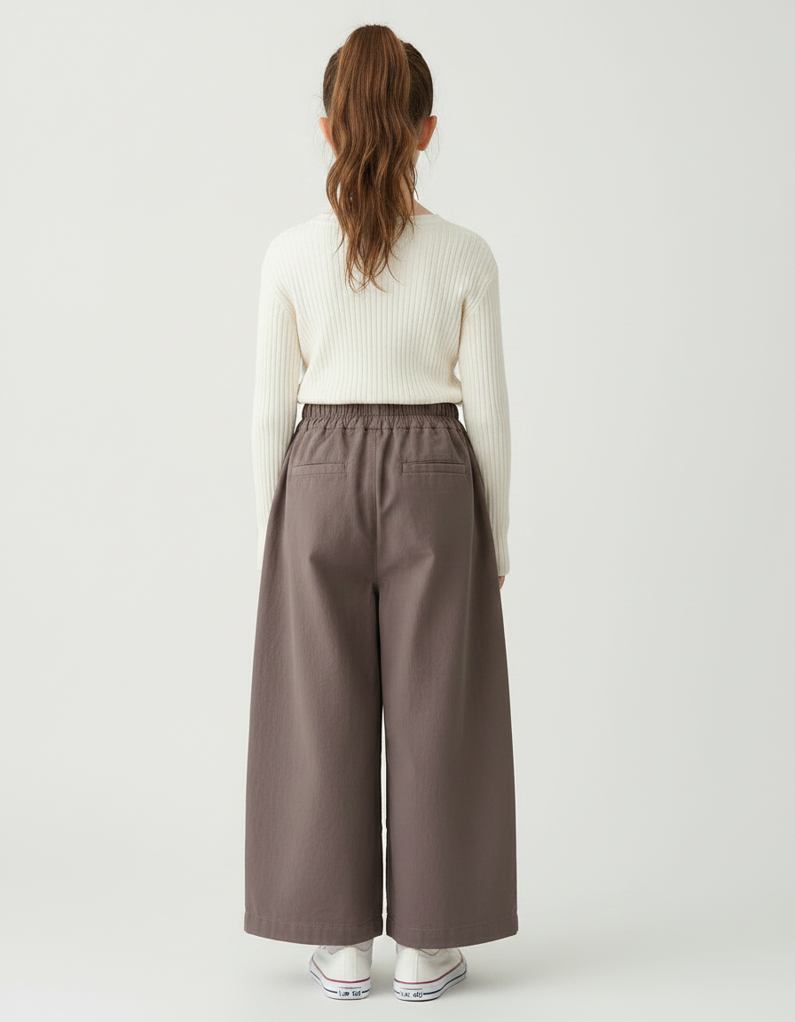 Pantalon Chinois Marron Ample Coton Fluide Décontracté - vue 2