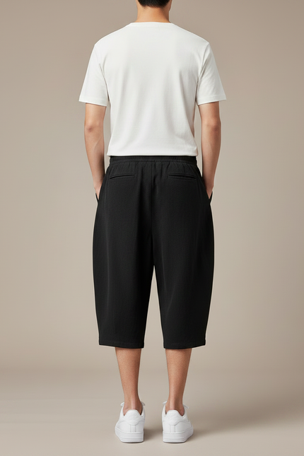 Pantalon Chinois Noir Ample Coton Décontracté Homme - vue 2