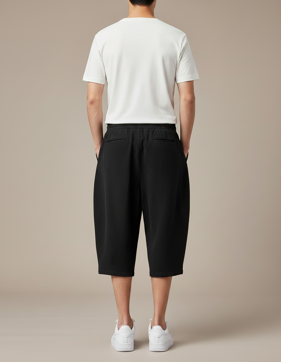 Pantalon Chinois Noir Ample Coton Décontracté Homme - vue 2
