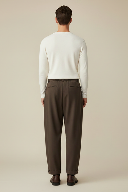 Pantalon Chinois Marron Ample Fluide Décontracté Homme - Gabardine - vue 2