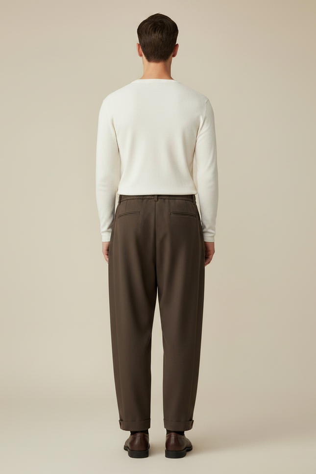 Pantalon Chinois Marron Ample Fluide Décontracté Homme - Gabardine - vue 2