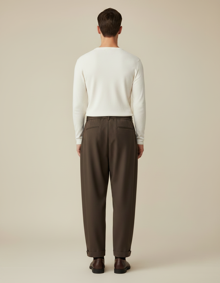 Pantalon Chinois Marron Ample Fluide Décontracté Homme - Gabardine - vue 2