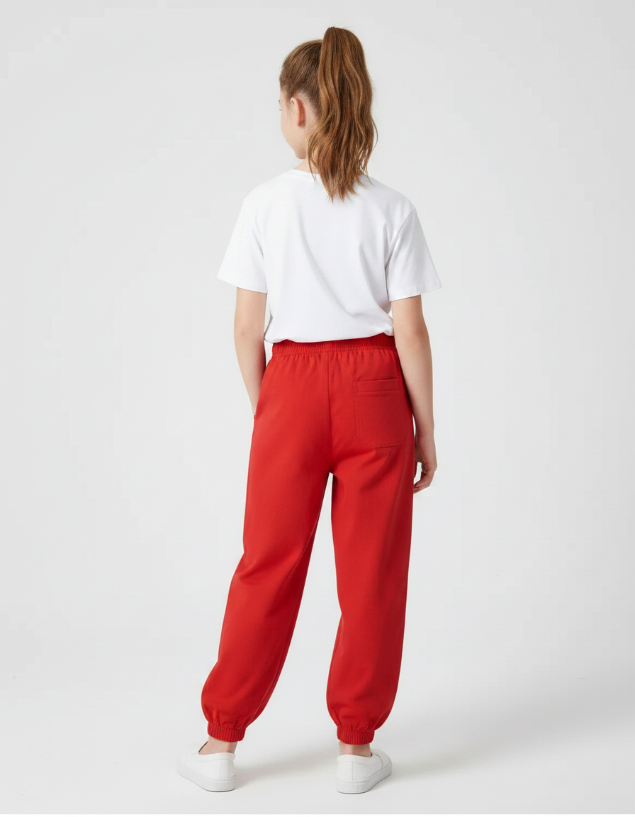 Pantalon Chinois Rouge Ample Cordon Sport Enfant - Molleton - vue 2