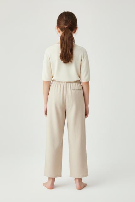 Pantalon Chinois Beige Ample Décontracté Enfant - Lin - vue 2