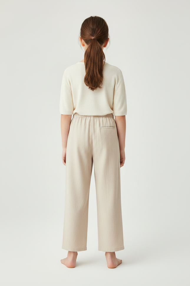 Pantalon Chinois Beige Ample Décontracté Enfant - Lin - vue 2