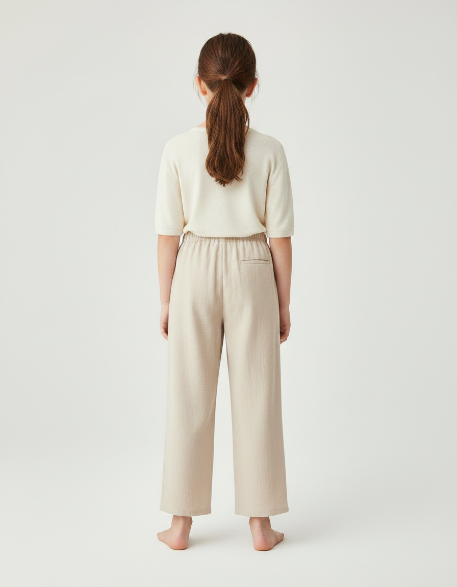 Pantalon Chinois Beige Ample Décontracté Enfant - Lin - vue 2
