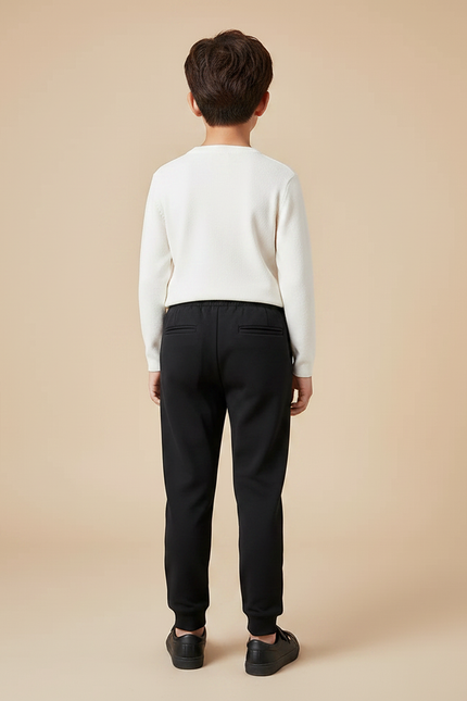 Pantalon Chinois Noir Cordon Ample Décontracté Enfant - Molleton - vue 2