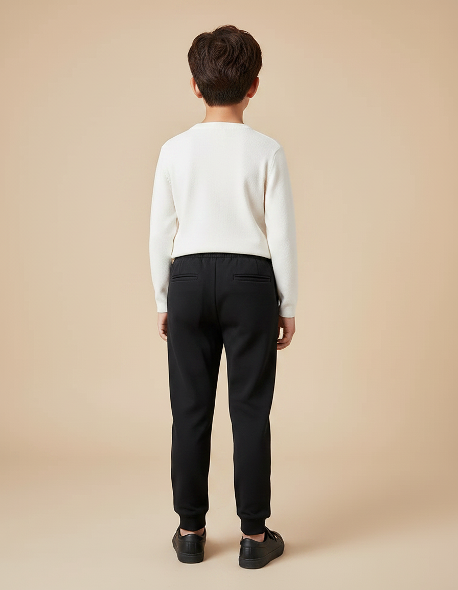 Pantalon Chinois Noir Cordon Ample Décontracté Enfant - Molleton - vue 2