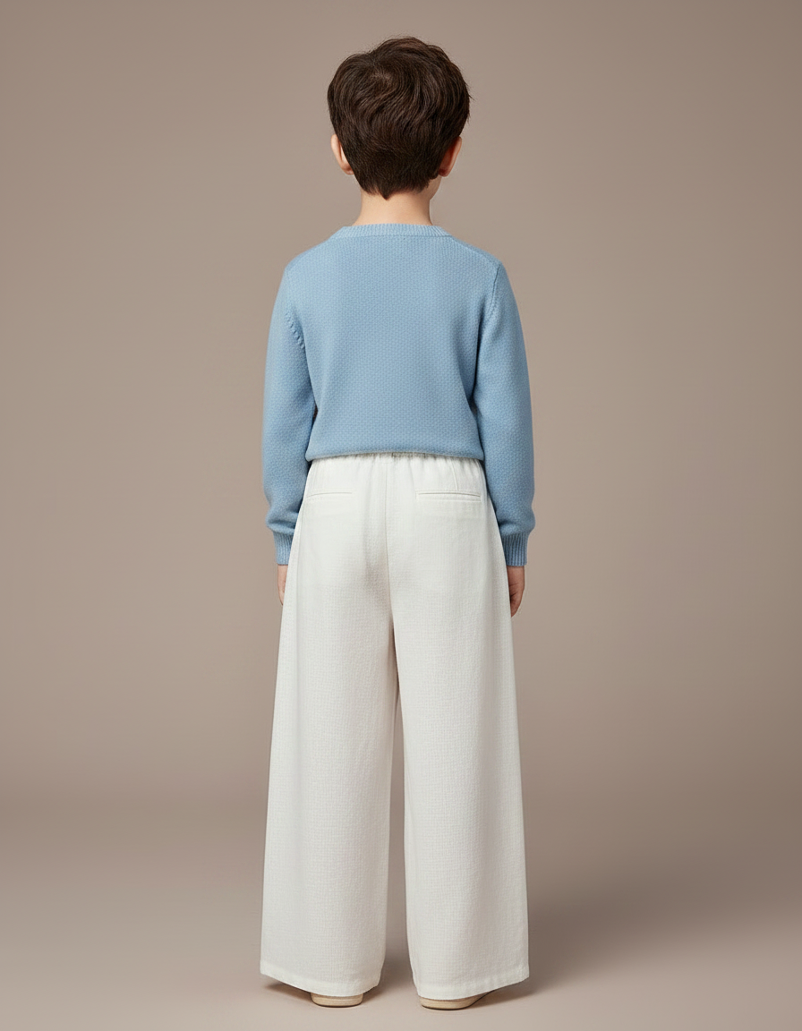 Pantalon Chinois Blanc Ample Lin Plissé Enfant - vue 2