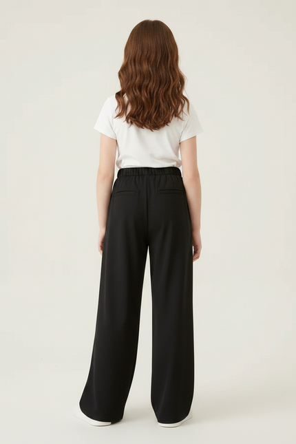 Pantalon Chinois Noir Ample Fluide Décontracté Fille - Viscose - vue 2