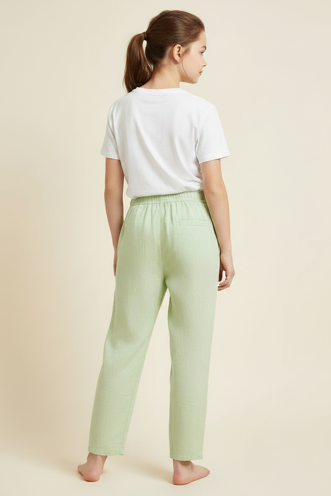 Pantalon Chinois Vert Clair Coton Ample Enfant - vue 2