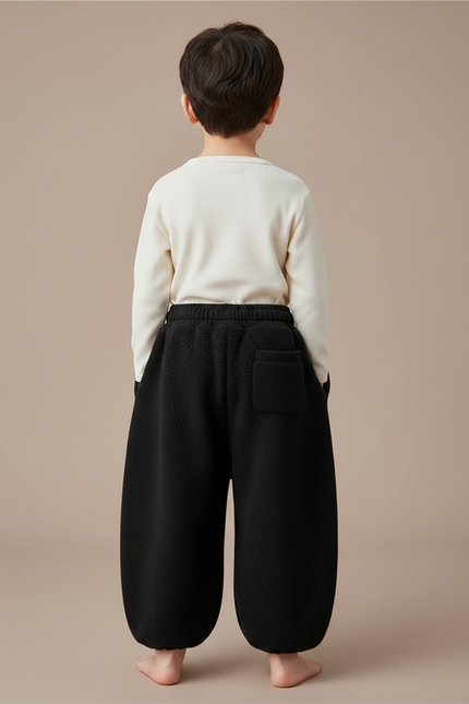 Pantalon Chinois Noir Polaire Ample Décontracté Garçon - Molleton - vue 2