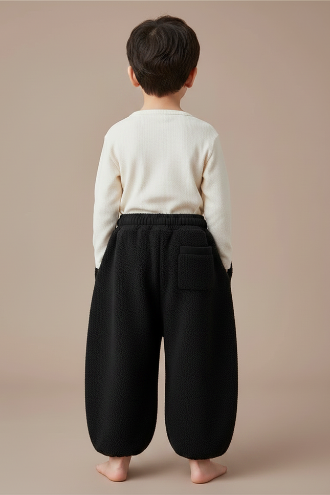 Pantalon Chinois Noir Polaire Ample Décontracté Garçon - Molleton - vue 2