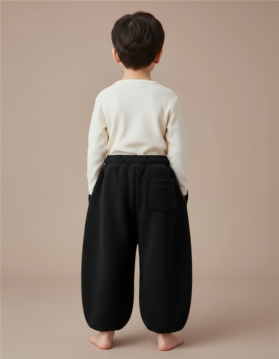 Pantalon Chinois Noir Polaire Ample Décontracté Garçon - Molleton - vue 2