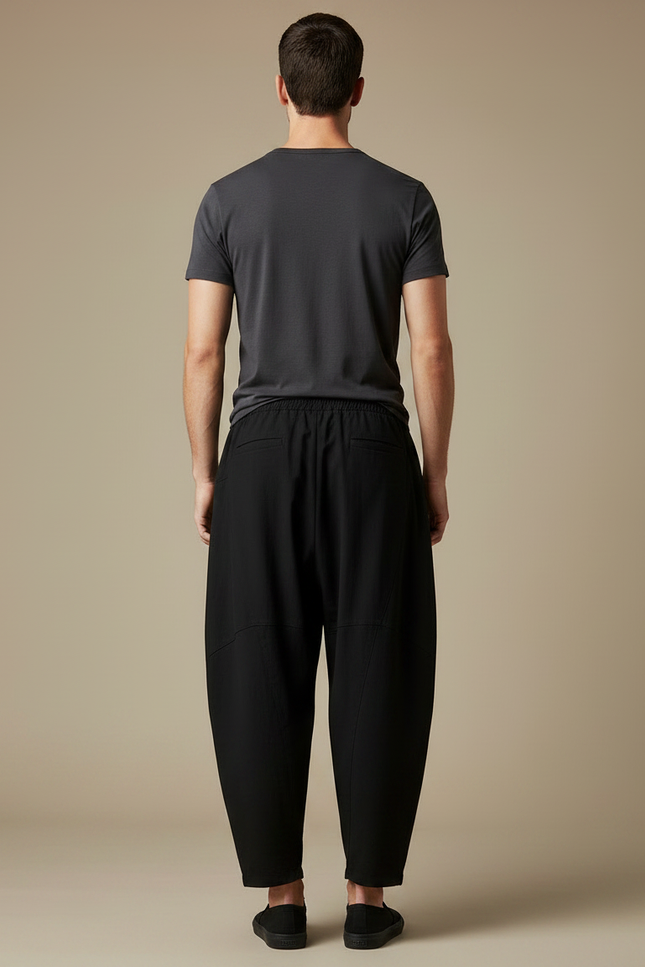 Pantalon Chinois Noir Ample Coton Décontracté Harem - vue 2