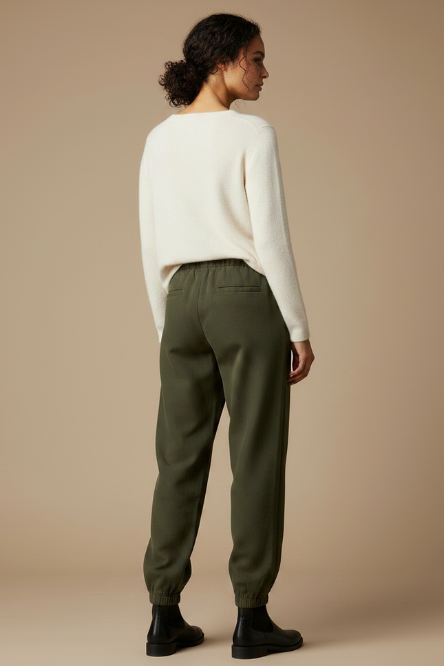 Pantalon Chinois Vert Kaki Ample Élastique Confortable - Gabardine - vue 2