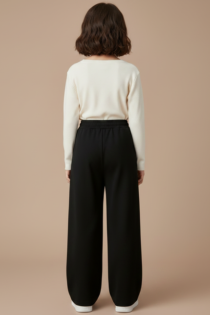 Pantalon Chinois Noir Ample Coton Élastique Enfant - Molleton - vue 2
