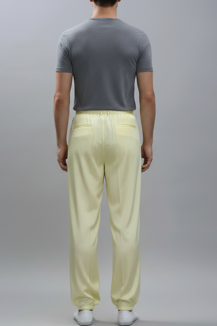 Pantalon Chinois Jaune Satiné Ample Élastiqué Homme - vue 2