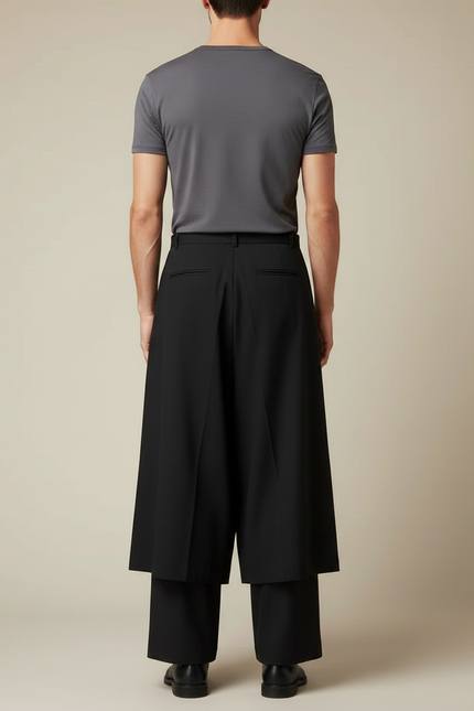 Pantalon Chinois Noir Plissé Ample Samurai Homme - Polyester - vue 2