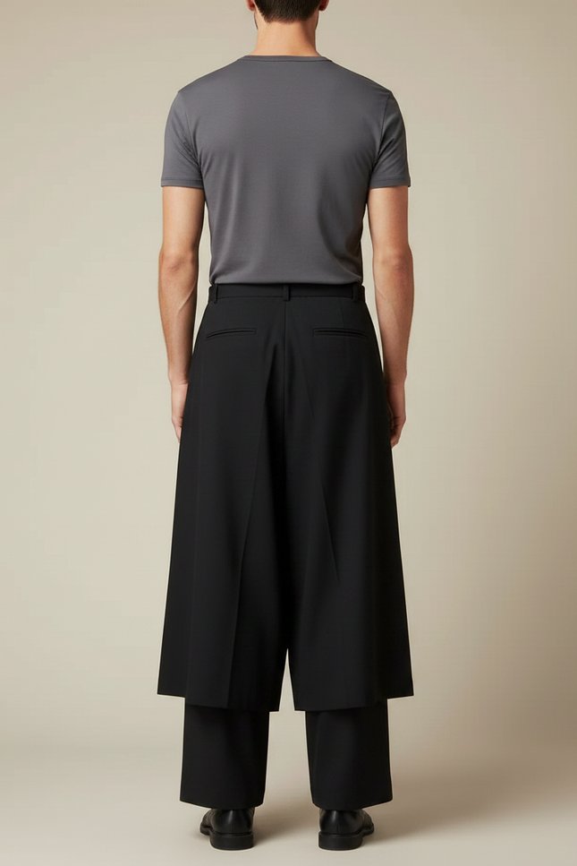 Pantalon Chinois Noir Plissé Ample Samurai Homme - Polyester - vue 2