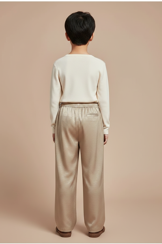 Pantalon Chinois Satiné Ample Fluide Doré Enfant - vue 2
