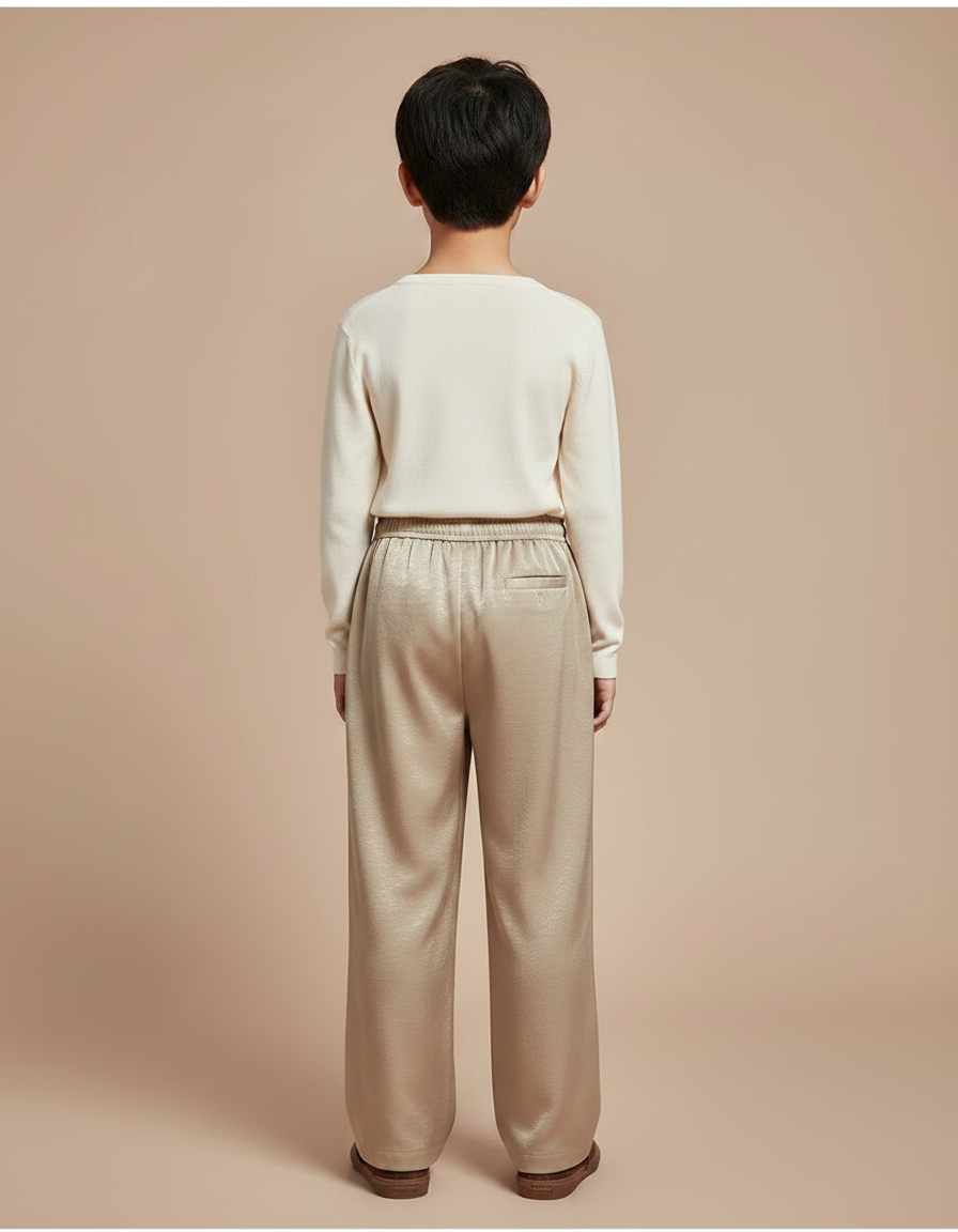 Pantalon Chinois Satiné Ample Fluide Doré Enfant - vue 2