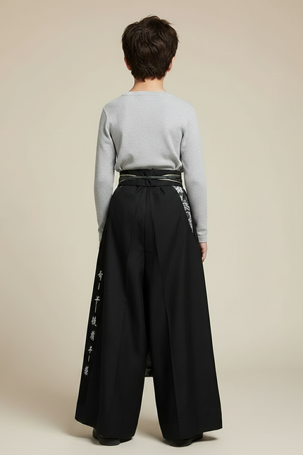 Pantalon Chinois Noir Imprimé Dragon Élégant Hanfu - Polyester - vue 2