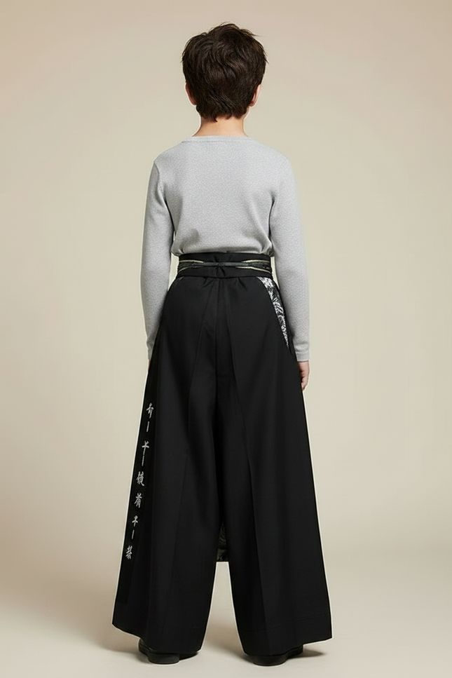 Pantalon Chinois Noir Imprimé Dragon Élégant Hanfu - Polyester - vue 2