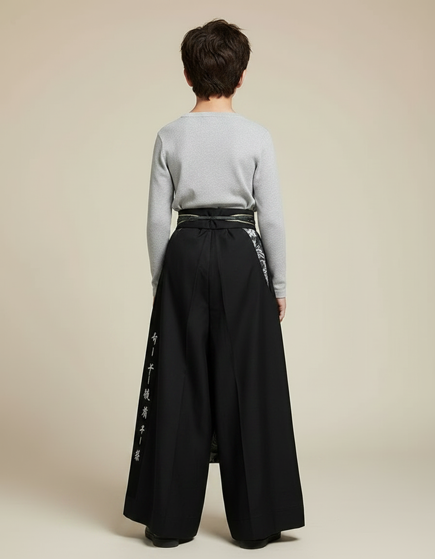 Pantalon Chinois Noir Imprimé Dragon Élégant Hanfu - Polyester - vue 2