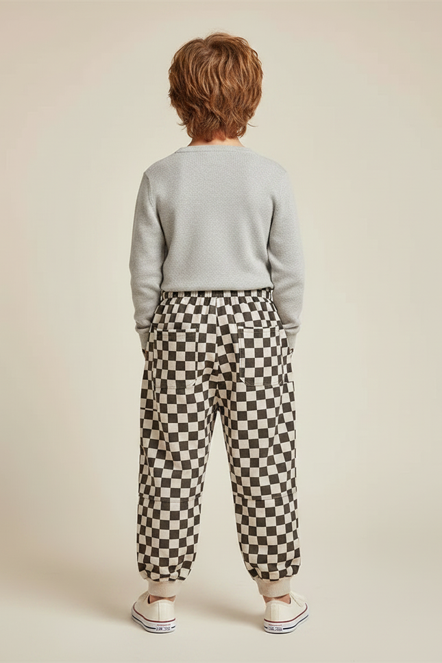 Pantalon Chinois À Carreaux Ample Unisexe Décontracté - Multicolore Molleton - vue 2