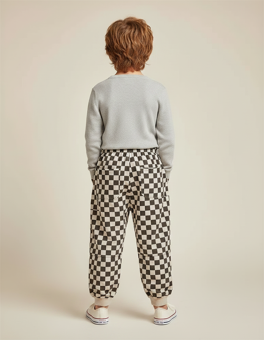 Pantalon Chinois À Carreaux Ample Unisexe Décontracté - Multicolore Molleton - vue 2