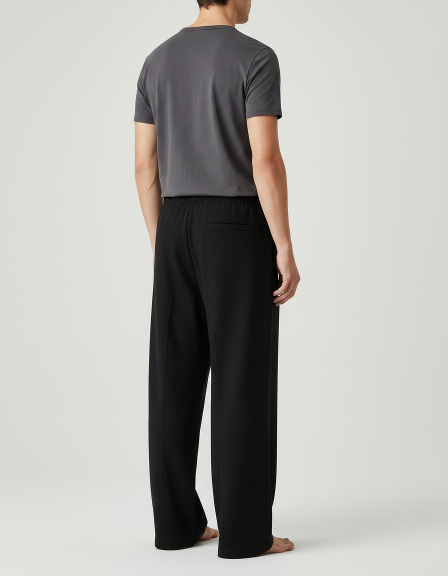 Pantalon Chinois Noir Ample Décontracté Homme - Polyester - vue 2