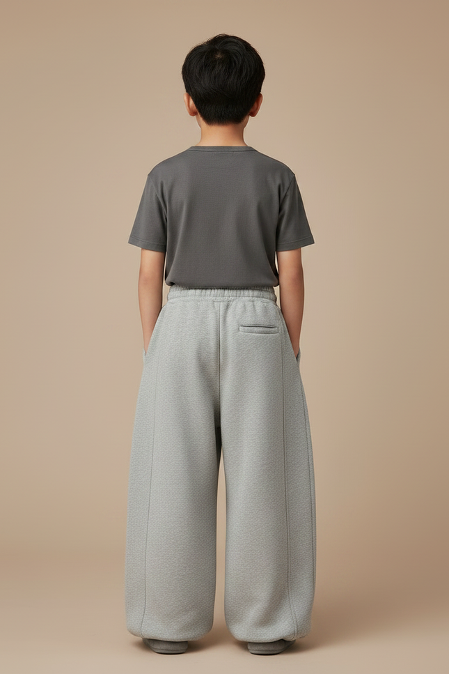 Pantalon Chinois Gris Ample Coton Molletonné Enfant - vue 2