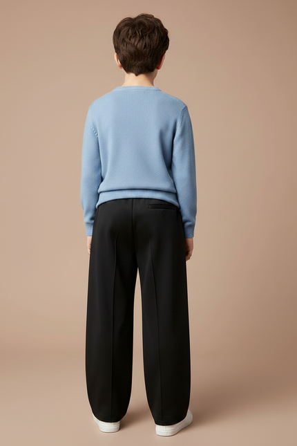 Pantalon Chinois Noir Ample Décontracté Cordon Garçon - Polyester - vue 2