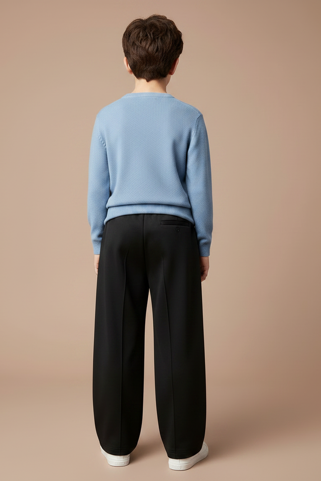 Pantalon Chinois Noir Ample Décontracté Cordon Garçon - Polyester - vue 2