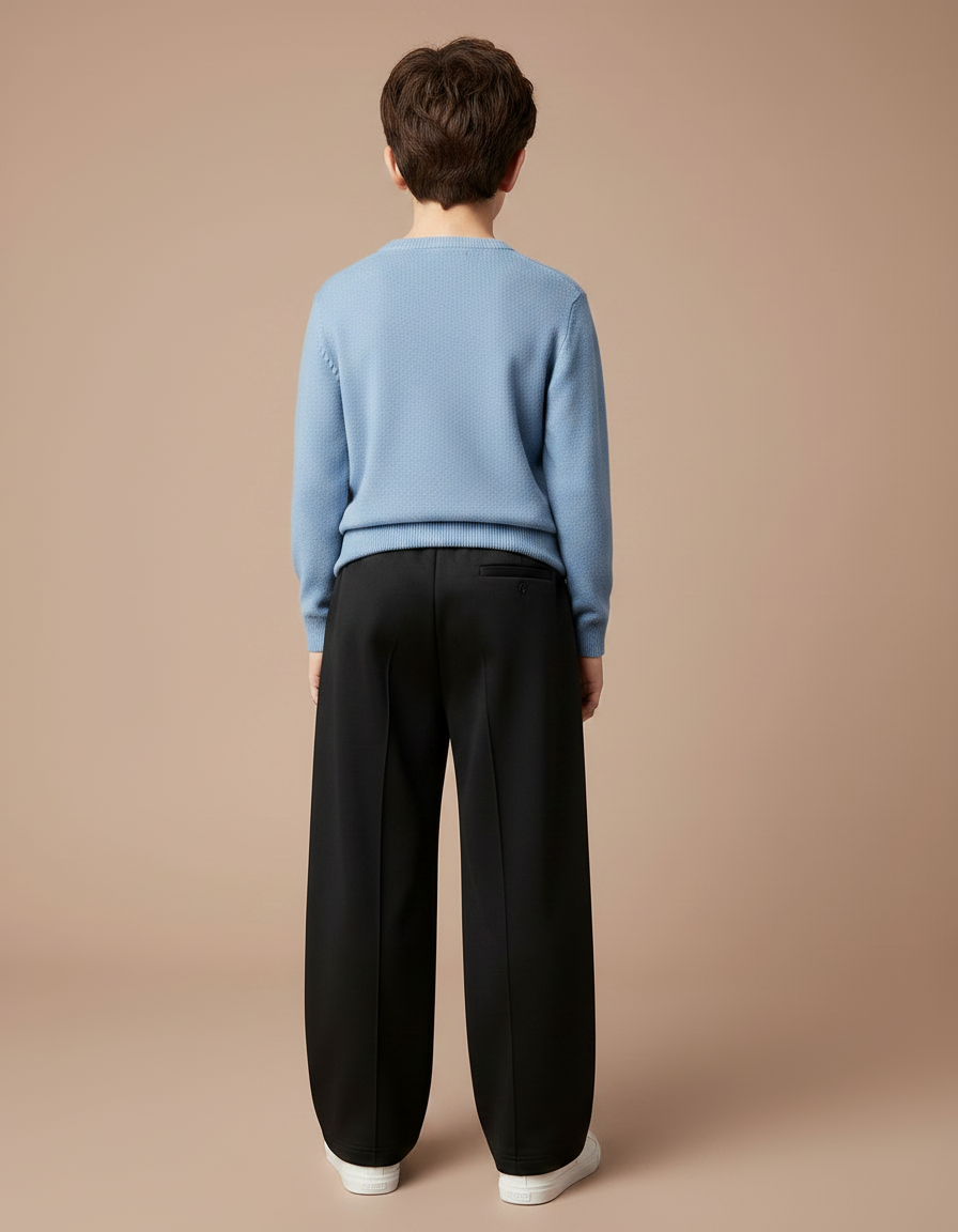 Pantalon Chinois Noir Ample Décontracté Cordon Garçon - Polyester - vue 2
